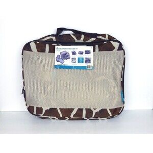 Handy Sandy Deluxe 5 Pc Packing Cube Set Giraffe Print Travel Organizer NWT